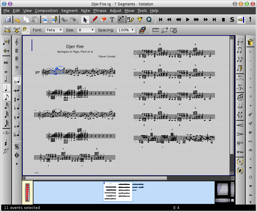 Rosegarden's notation editor in Multiple Page layout